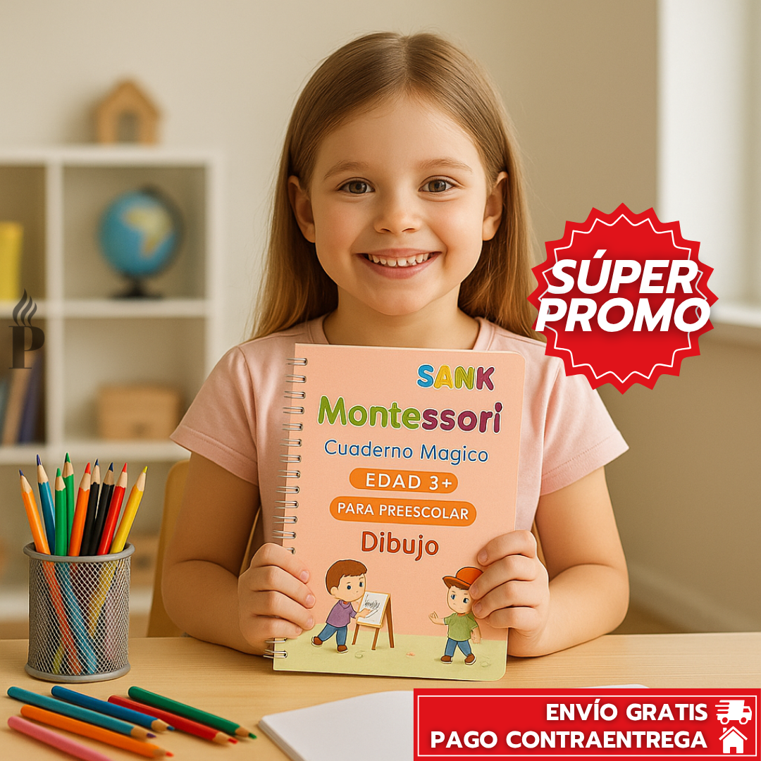 Oferta Especial 4x1: Montessori - Set de 4 Libros de Caligrafía Reutilizables con Tinta Mágica para Niños