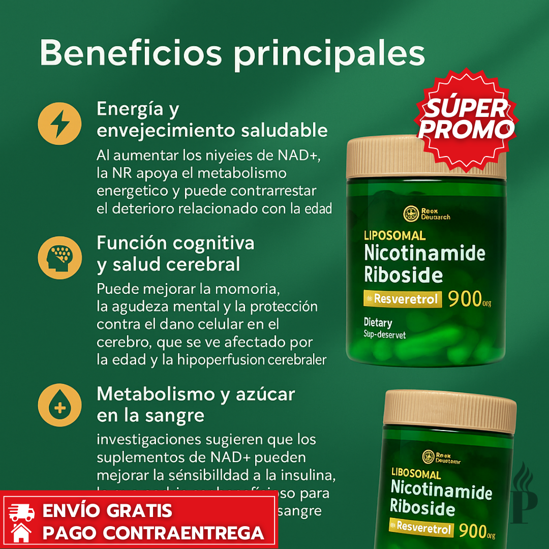 Oferta Especial 2x1: Nicotinamide Riboside™ - Cápsulas con NAD+ para Energía Celular + Longevidad Activa