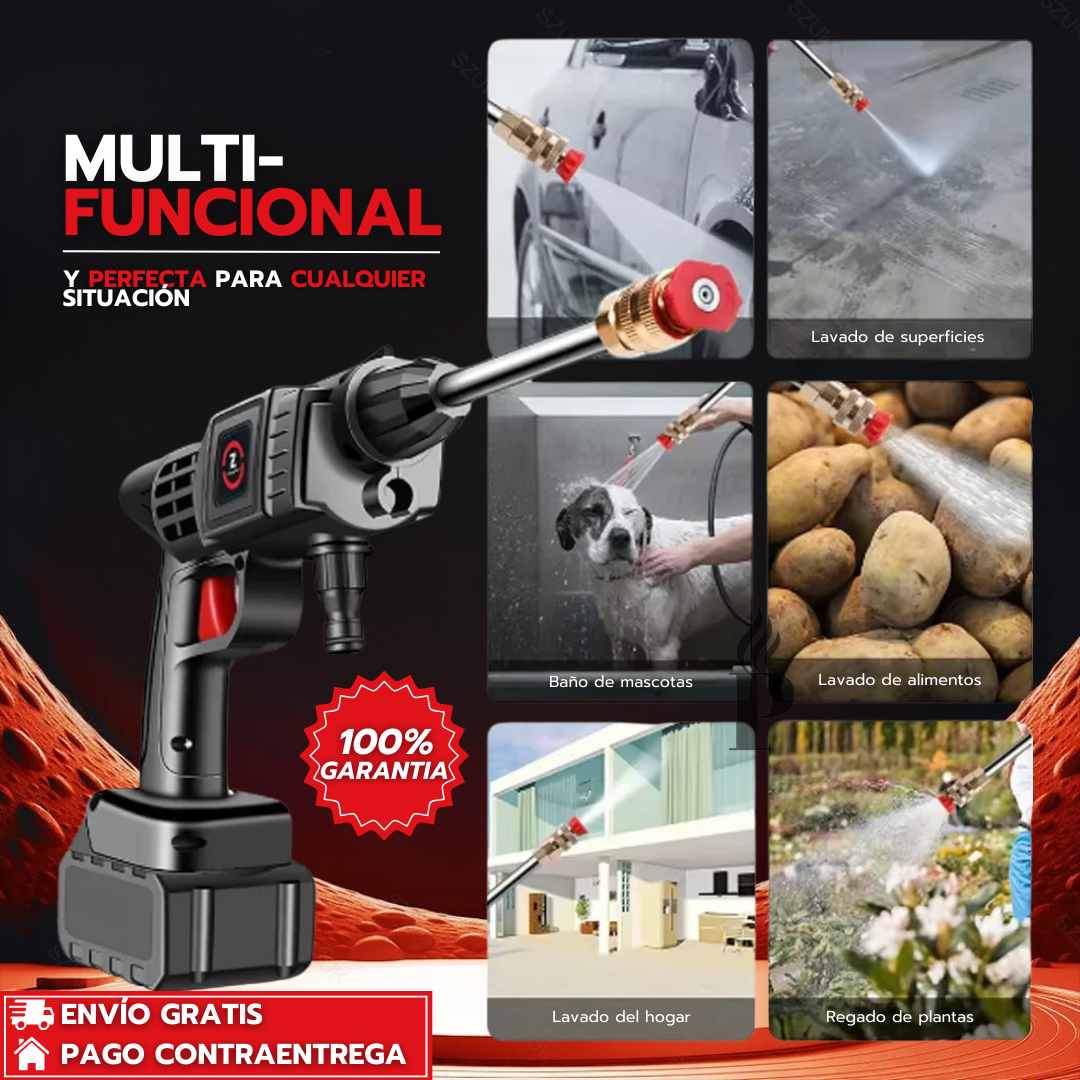 Hydro-Max Pro™: Hidrolavadora Portátil Inalámbrica Con 2 Baterías Recargables