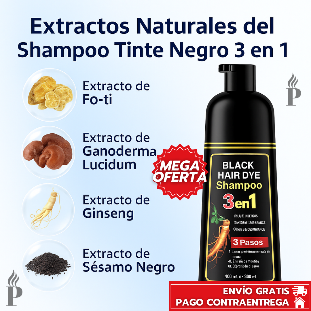 Oferta Especial 3x1: Black Hair Dye™ - Shampoo Tinte Nutritivo Anti-Canas de Efecto Inmediato