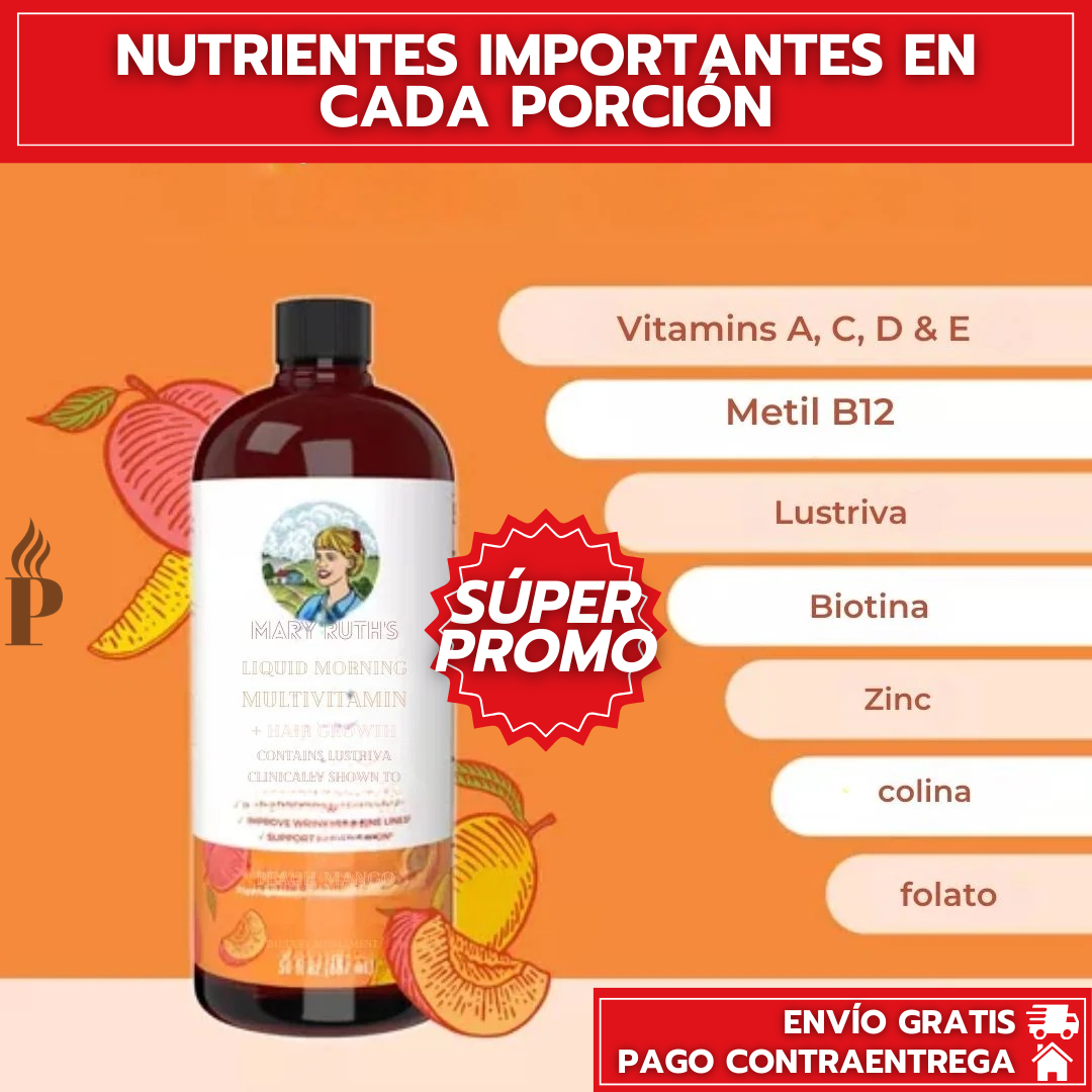 MaryRuth's™ ORIGINAL: Multivitamínico Líquido Para Crecimiento Del Cabello Y Salud De La Piel