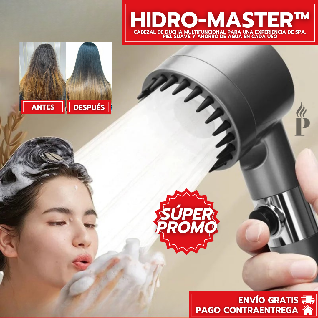 Hidro-Master™: Cabezal de Ducha 3 en 1 Para Una Experiencia de Spa, Piel Suave y Ahorro de Agua