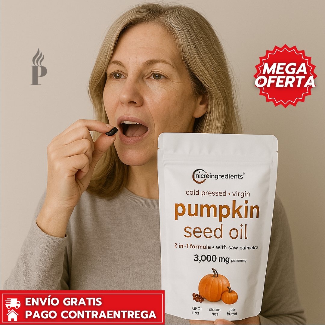 Pumpkin Seed Oil™: Suplemento natural para próstata, vejiga y cabello