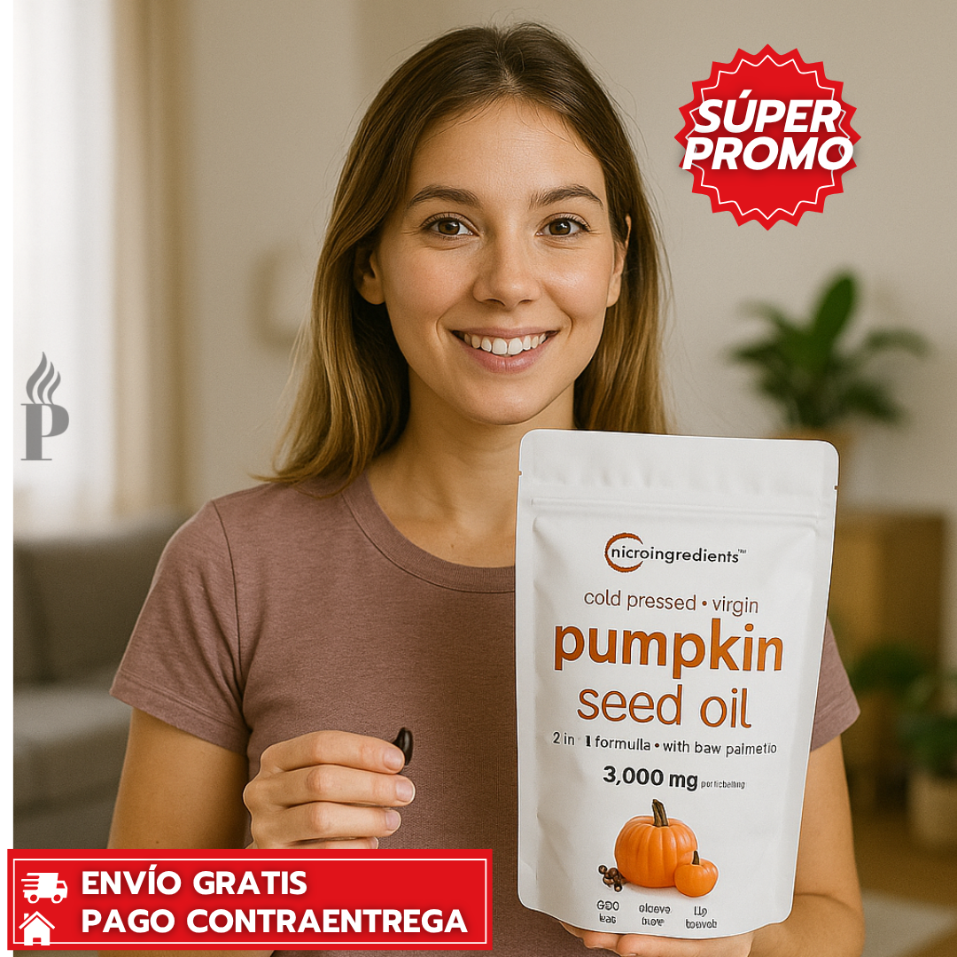 Pumpkin Seed Oil™: Suplemento natural para próstata, vejiga y cabello