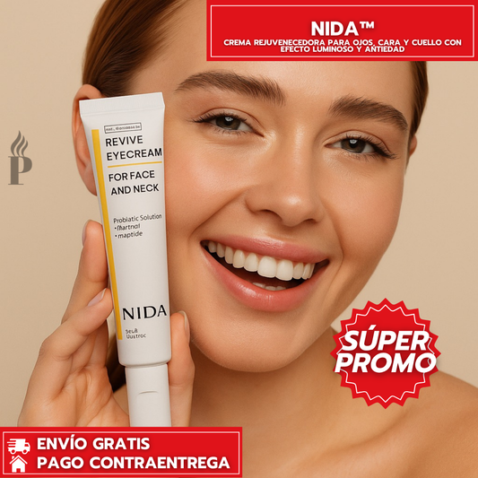 NIDA™: Crema Rejuvenecedora para Ojos, Cara y Cuello con Efecto Luminoso y Antiedad