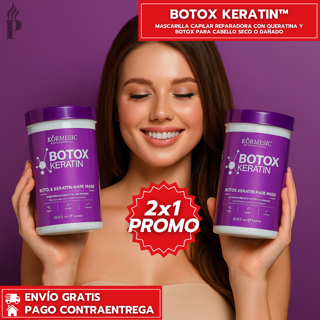 Oferta Especial 2x1: Botox Keratin™: Mascarilla Capilar Reparadora con Queratina y Botox para Cabello Seco o Dañado