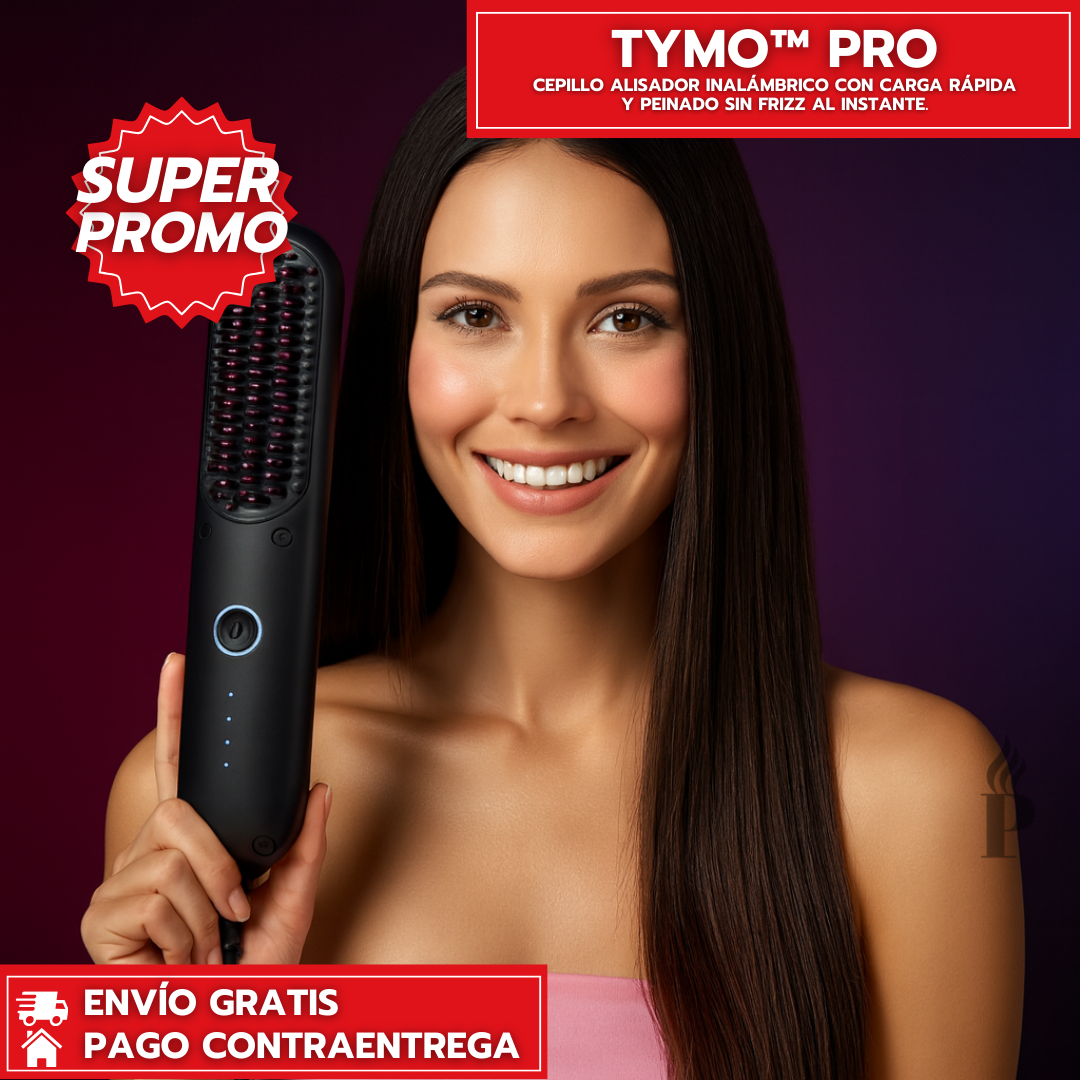 TYMO™ Pro: Cepillo Alisador Inalámbrico con Carga Rápida y Peinado sin Frizz al Instante.