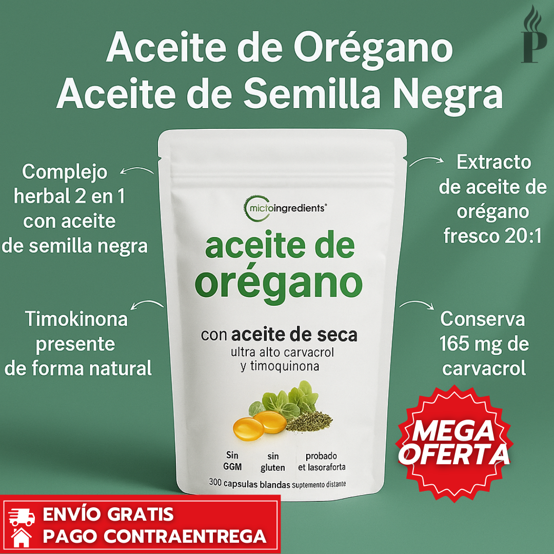 Oil of Oregano™: Cápsulas Vegetales con Orégano y Semilla Negra para Apoyo Inmune y Antioxidante