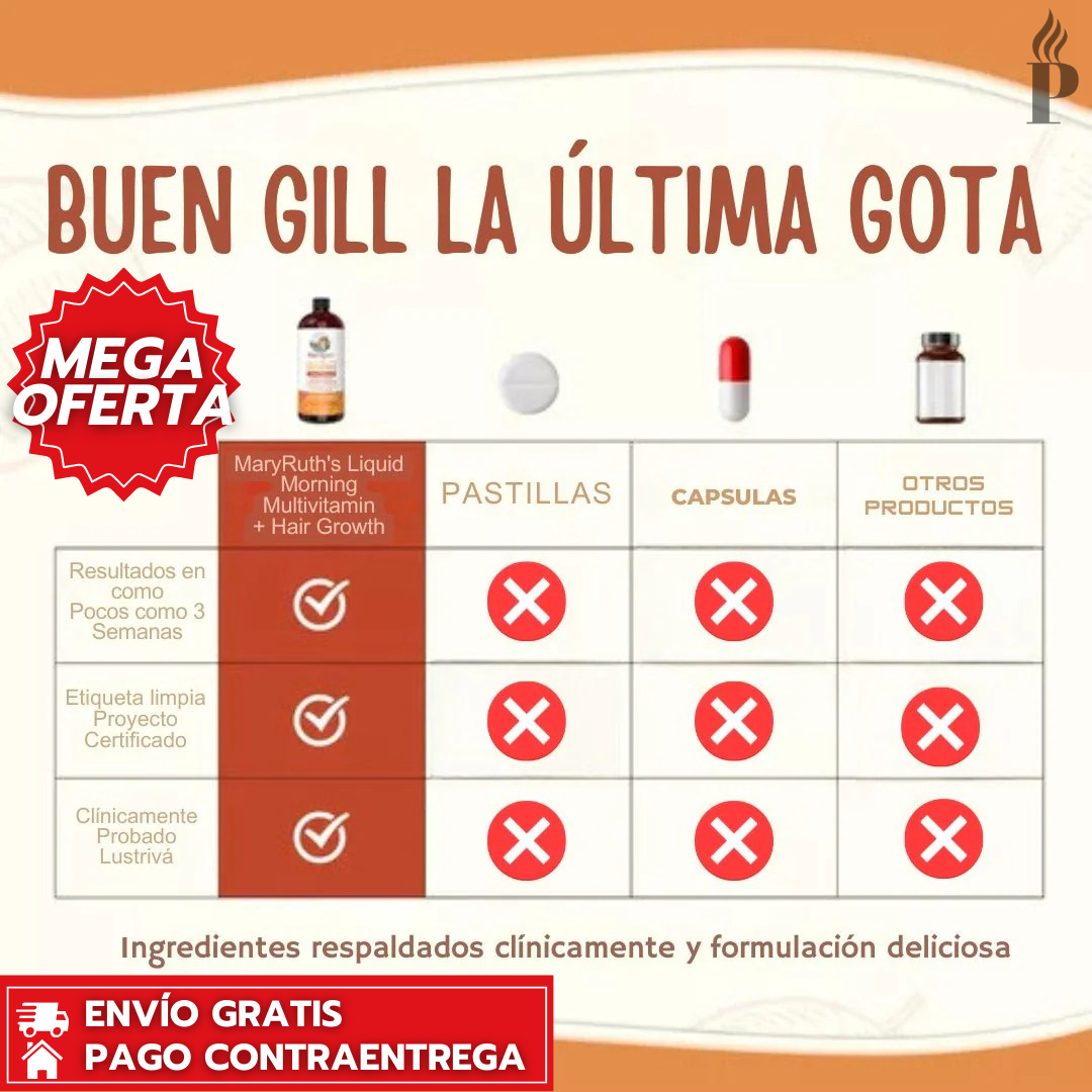 MaryRuth's™ ORIGINAL: Multivitamínico Líquido Para Crecimiento Del Cabello Y Salud De La Piel