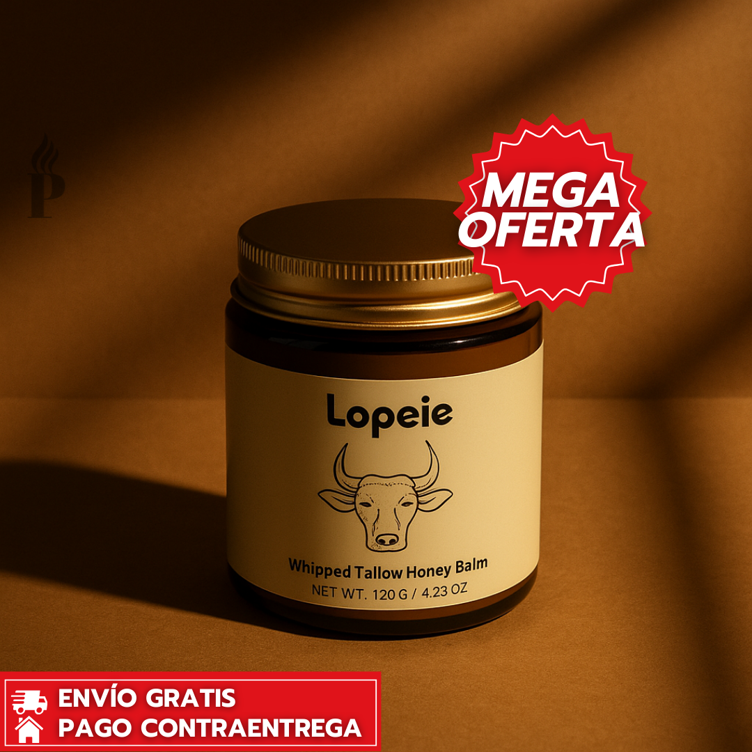 Lopeie™ ORIGINAL: Bálsamo Natural con Miel y Sebo de Res que Hidrata y Suaviza la Piel Seca.