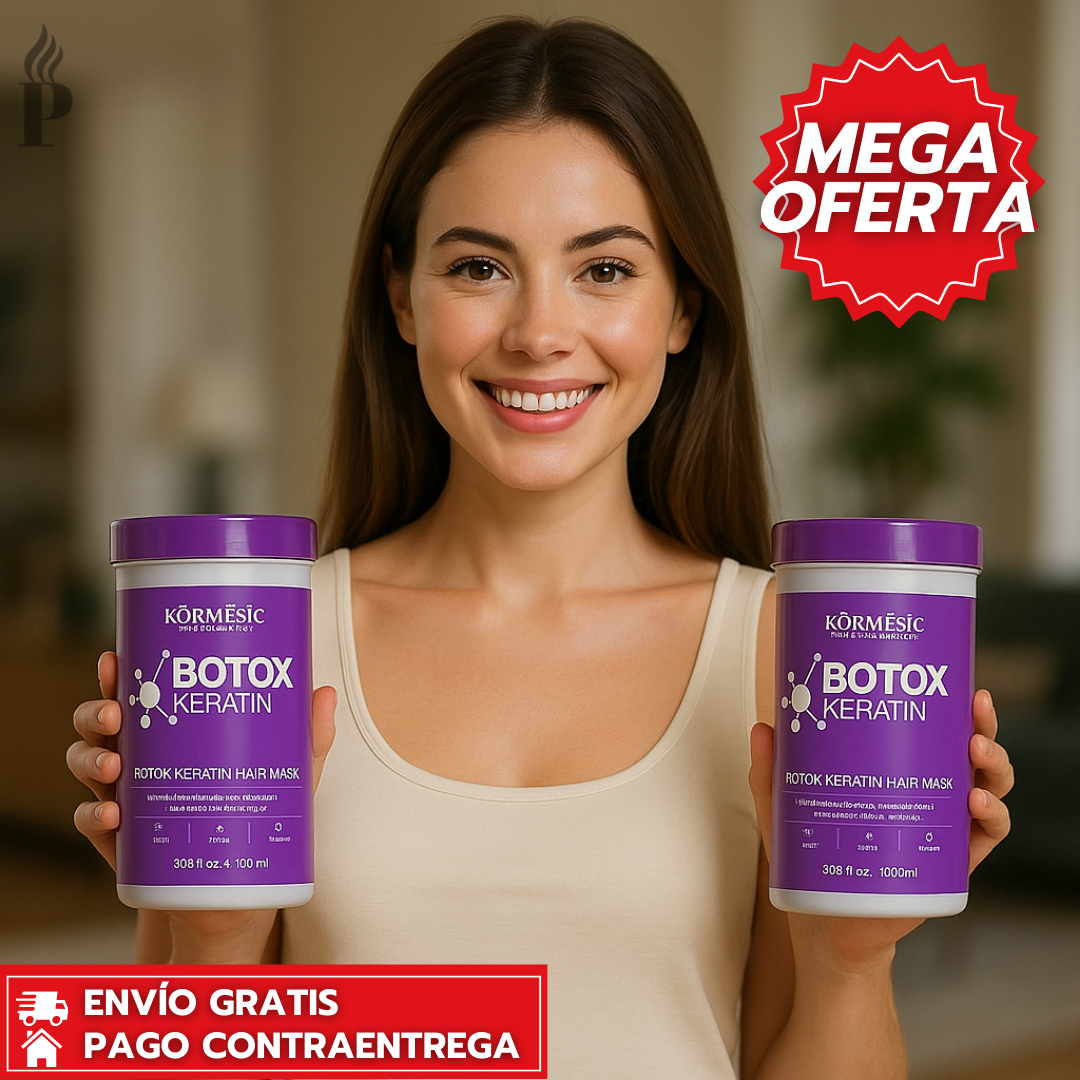 Oferta Especial 2x1: Botox Keratin™: Mascarilla Capilar Reparadora con Queratina y Botox para Cabello Seco o Dañado