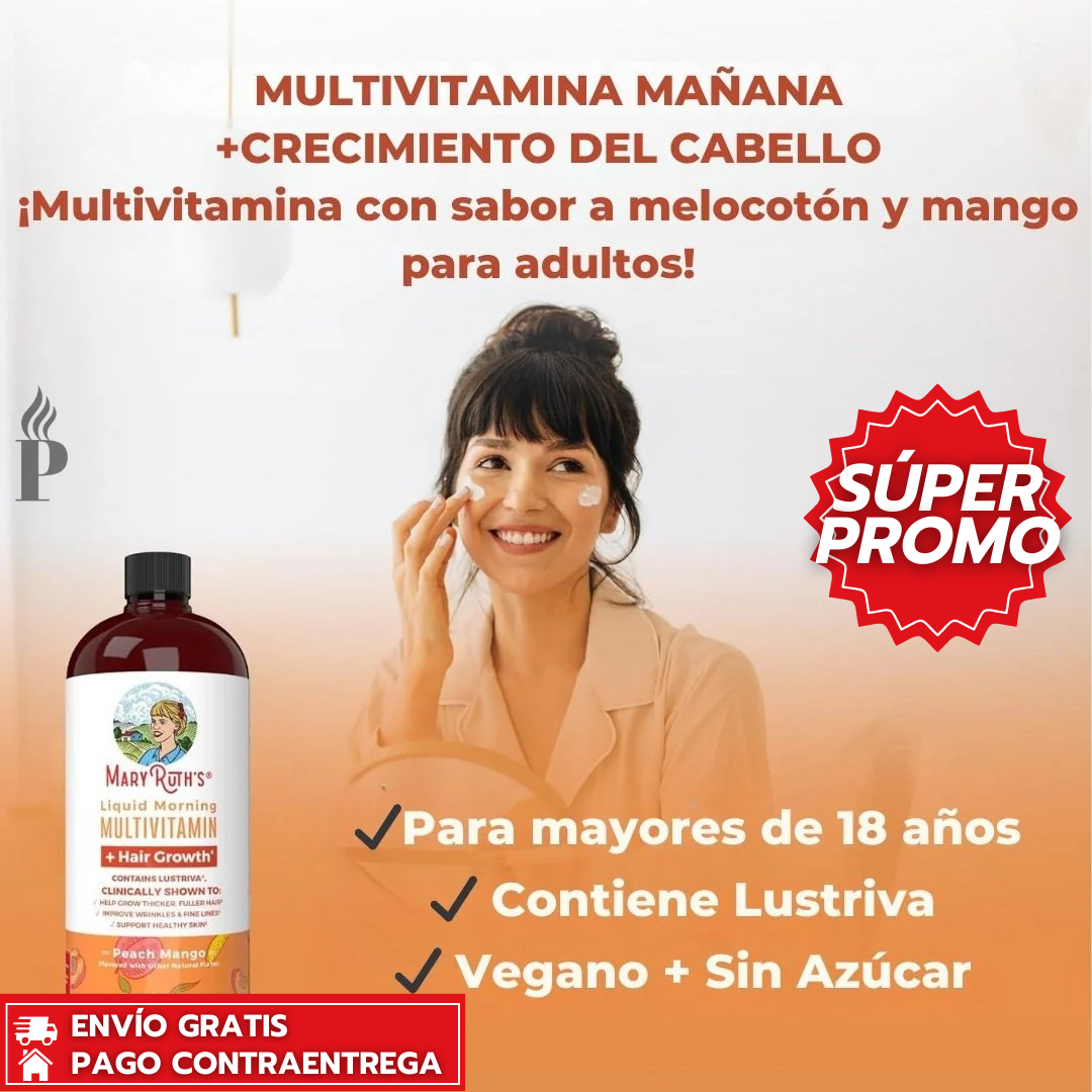MaryRuth's™ ORIGINAL: Multivitamínico Líquido Para Crecimiento Del Cabello Y Salud De La Piel