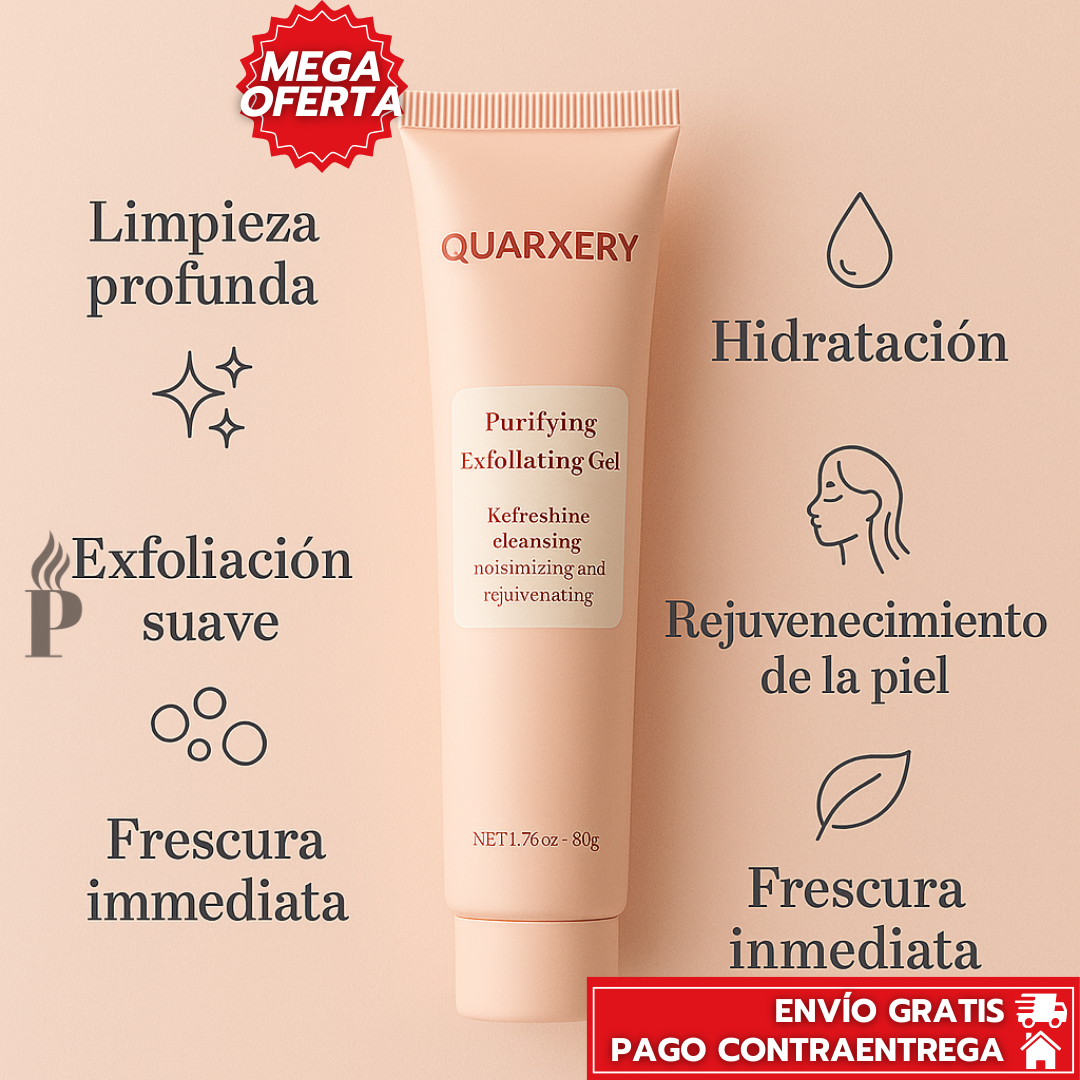 Oferta Especial 2x1: Quarxery™ ORIGINAL - Gel Exfoliante Suave Para Piel Sensible, Limpia Sin Irritar y Deja Un Brillo Natural