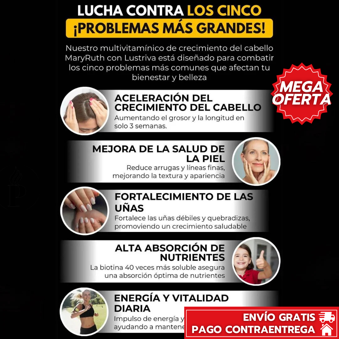 MaryRuth's™ ORIGINAL: Multivitamínico Líquido Para Crecimiento Del Cabello Y Salud De La Piel