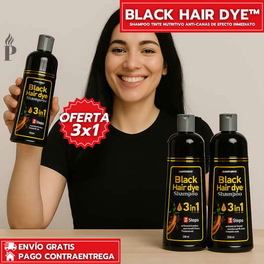 Oferta Especial 3x1: Black Hair Dye™ - Shampoo Tinte Nutritivo Anti-Canas de Efecto Inmediato