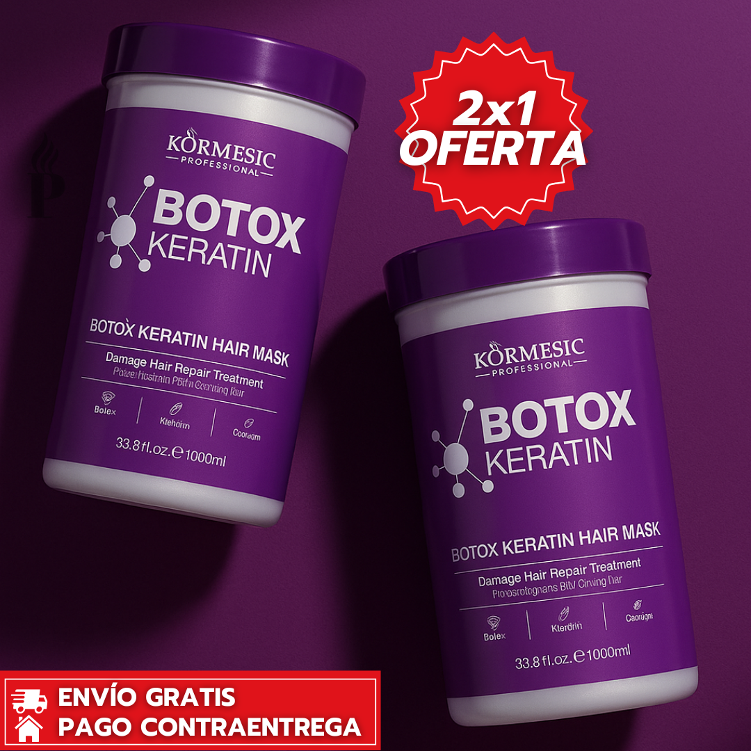 Oferta Especial 2x1: Botox Keratin™: Mascarilla Capilar Reparadora con Queratina y Botox para Cabello Seco o Dañado