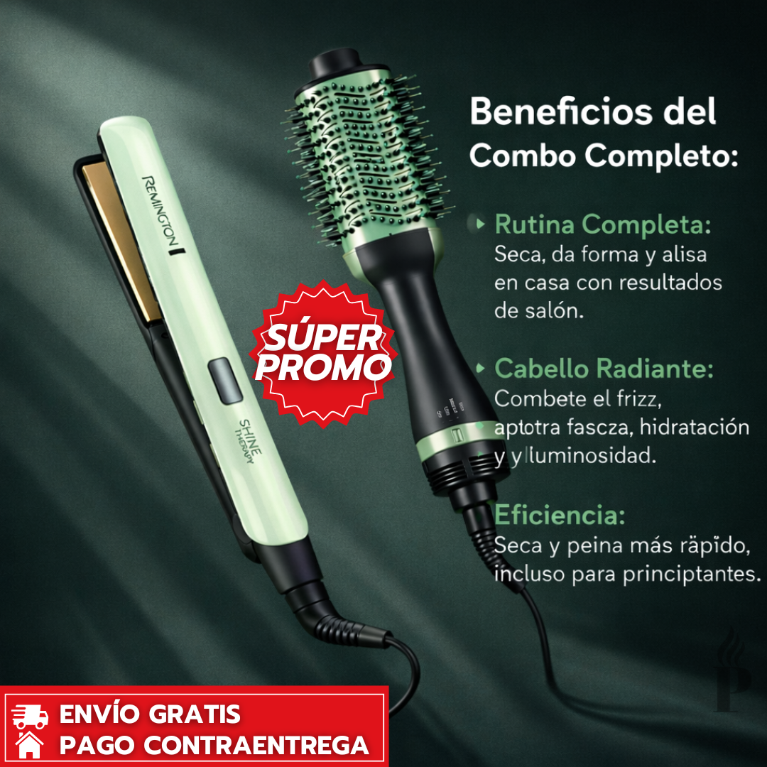 Mega Oferta 2x1: Remington™ Aguacate Plancha Original + Cepillo Secador
